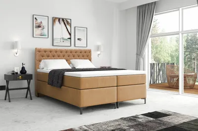Produktbild von VELAR Boxspringbett mit bettkasten "CHESTERFIELD PLUS", 180 cm, Biskuitkuchen, Topper 8 cm, Sieben-Zonen-Premium-Taschenmatratze mit Härtegrad H4