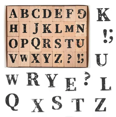 Produktbild von Holzstempel Buchstaben, 28 Stück, Alphabet, für Handwerk