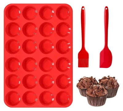 Zdjęcie produktu dla Forma silikonowa do mini muffinek, 24 komory, nieprzywierająca, wolna od BPA, można myć w zmywarce
