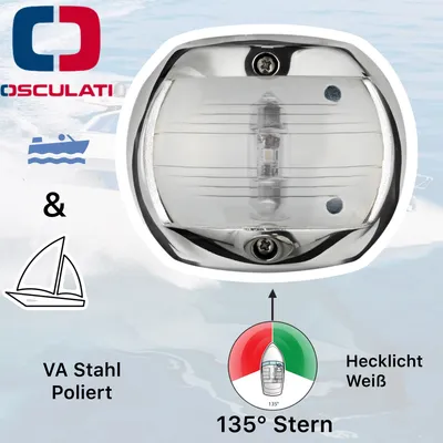 Produktbild von Osculati Marine Boot VA Edelstahl Compact 12 Led  Navigationslicht Positionslicht Hecklicht 135° Weiss