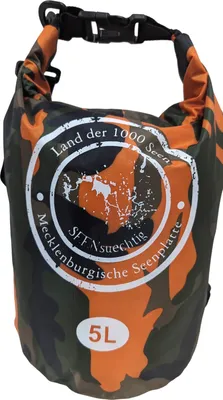 Produktbild von SEENsuechtig Dry Bag Orange Camouflage Trockensack 5 Liter Seesack wasserdicht Beach Packsack