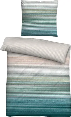 A pillow and a duvet cover with a striped pattern.