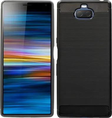 Zdjęcie produktu dla Etui silikonowe Carbon kompatybilne z SONY XPERIA 10 Etui TPU Miękkie etui na telefon komórkowy Pokrowiec ochronny Czarny