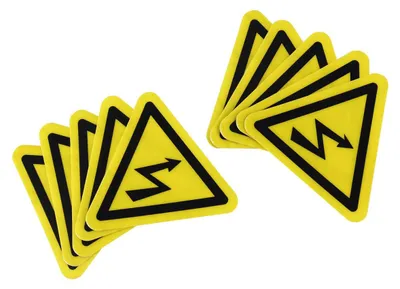 Warnaufkleber Elektrik, 10 Stück, PVC, 10x10 cm, gelb