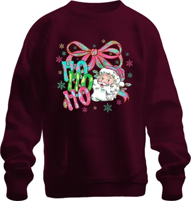 Immagine prodotto di Ho Ho Ho Father Christmas Bow Snowflakes Retro Gift Felpa Unisex Pullover, Borgogna, S
