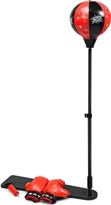 Immagine prodotto di Supporto per boxe per bambini TY579434, regolabile in altezza da 85 a 130 cm, palla da boxe libera, set da boxe per bambini