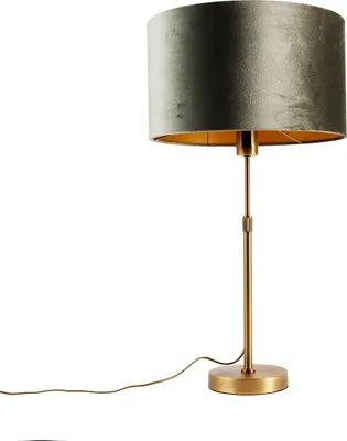 Produktbild von QAZQA - Klassisch I Antik Tischleuchte I Tischlampe I Lampe I Leuchte Bronze mit grünem Samtschirm 35cm - Parte I Wohnzimmer I Schlafzimmer - Stahl Rund - LED geeignet E27
