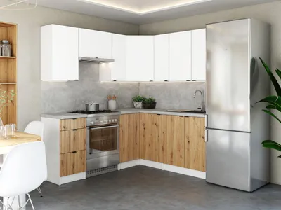 Obrázek produktu pro Rohová kuchyňská linka LAMIA 190x170cm Bílá + dub artisan