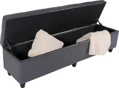 Produktbild von Lavica s úložným priestorom Kriens XXL, koža + Imitácia kože, 180x45x45cm ~ sivá