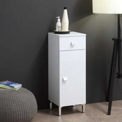 Produktbild von Unterschrank auf Füßen, mit Tür und Schublade , weiß | Easy