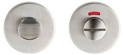 Image de BOUTON DE CHAISSE DE TOILETTES ET INDICATEUR EN ACIER INOXYDABLE « ROND » Ø 52 mm - Couleur acier inoxydable satiné