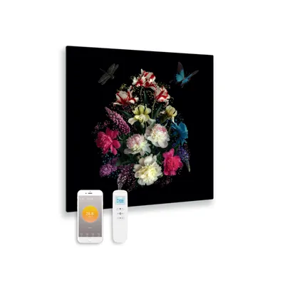 Image de Panneau infrarouge en verre imprimé avec Wifi et télécommande Bouquet 79x59 450Watt