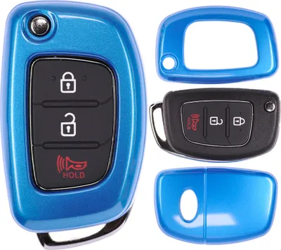 Produktbild von Auto Schlüssel Kunststoff Hülle ABS Plastik Schutz Cover Blau kompatibel mit Hyundai i20 i30 ix35 i40 Santa Fe Tucson Klappschlüssel