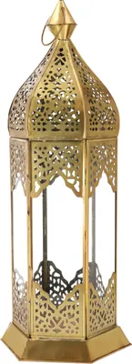 Produktbild von Große Orientalische Metall/Glas Laterne in Marrokanischem Design - Modell 6, Mehrfarbig, Glas,Metall,Eisen, 60*21*21 cm, Orientalische Laternen
