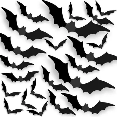Image de Décoration murale 3D « chauve-souris noire » pour Halloween, idéale pour une fête d'enfants