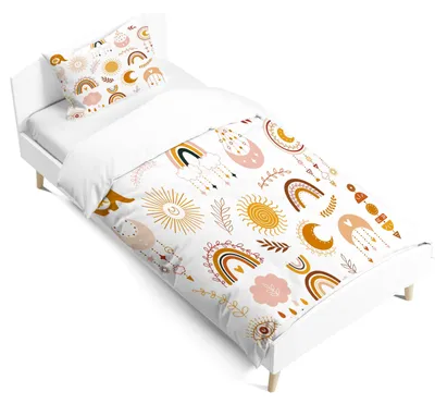 Productafbeelding van Kinder dekbedovertrekset - Regenboogpatroon - 90 x 190 cm