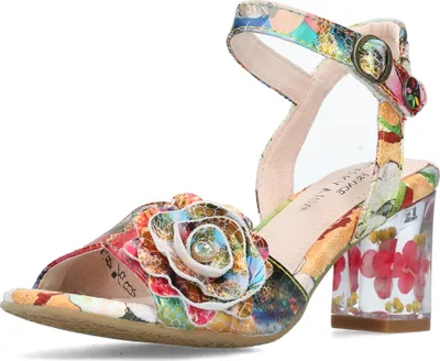 Produktbild von Laura Vita Damen Sandalette schimmernde Blüte und Tragekomfort Leder LUCIEO-25, Größe:40 EU, Farbe:Rot