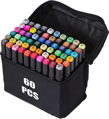 Produktbild von 60 farbige Graffiti-Skizzenstifte, fettige Markfarben, Markerstifte Doppelseitiges Marker-Set, Alkoholmarker