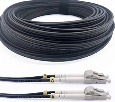 Immagine prodotto di Elfcam - Cavo in fibra ottica da 70 m con armatura in acciaio, per uso interno ed esterno, da LC/UPC a LC/UPC, OM3 multimodale, duplex, 50/125 µm, nero