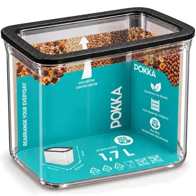 Obrázek produktu pro KONTEJNER/ORGANIZÉR NA POTRAVINY POKKA, ČERNÁ, LOFT, PRO Sypké potraviny, objem 1,7 l