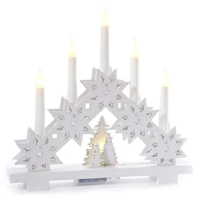 Productafbeelding van HEITMANN DECO LED-lichtboog van hout – Witte kerstboog met 6 warmwitte LED-lampjes