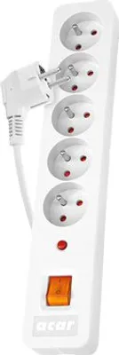 Image de Multiprise Acar X5 protection contre les surtensions 5 prises 5 m blanc (W0175)