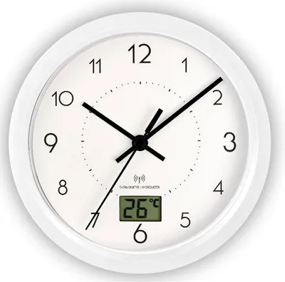 Image de Horloge de salle de bain sans fil avec ventouses 170 mm Silencieuse Mouvement à quartz japonais Montage sans outils