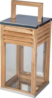 Produktbild von Laterne - aus Holz und Metall - ca. 22,5 x 22 x 54 cm