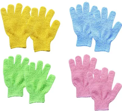 Produktbild von Peeling-Handschuhe 4 Paar, Doppelseitig Exfolierend, Für Tiefenreinigung Abgestorbener Hautzellen, Ideal Für Spa-Massage Und Körperpflege