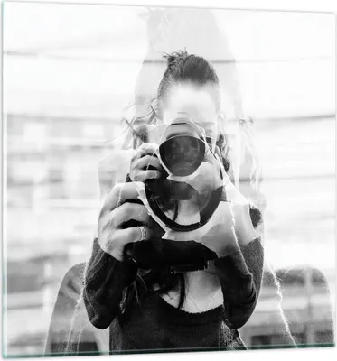 Produktbild von Bilder auf glas - Einteilig - Fotograf Schwarzweiß Doppel - 70x70cm - Glasbilder - Wandbilder - Bilder - Wanddekoration aus Glas - Glas Bilder - Wandbild auf Glas - GAC70x70-4586