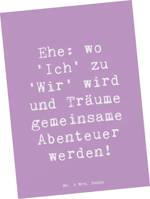 Produktbild von Mr. & Mrs. Panda Postkarte Spruch Hochzeitsfeier Abenteuer - Lavendeltraum - Geschenk, Ehe, Postkarten, Grußkarte, Ansichtskarte, unvergesslich, Heiraten, einzelkarte