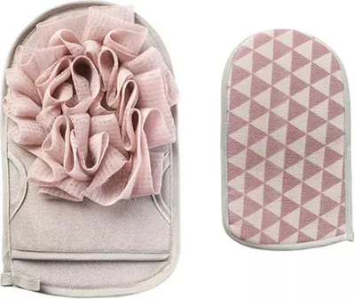 Produktbild von Doppelseitiger Badehandschuh - rosa 1 Stück.