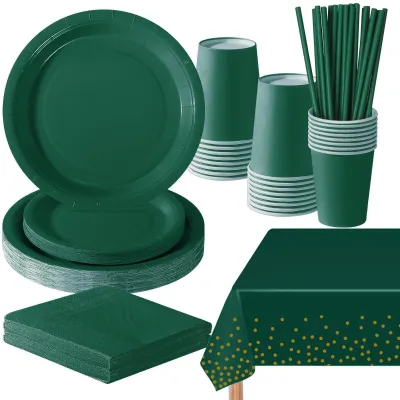 Produktbild von Omgoods – 121-teiliges Feiertisch-Set – Pappteller, Becher und Servietten