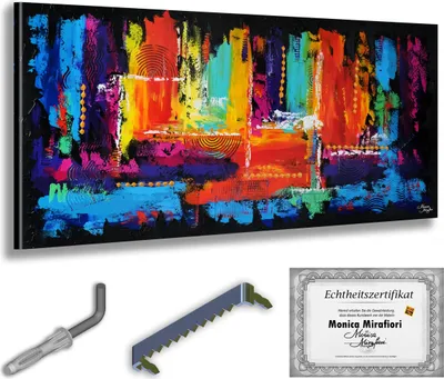 Immagine prodotto di Monica Mirafiori I 100% DIPINTO A MANO I Quadro "Astrazione multicolore" 120x60cm | Quadro dipinto a mano | Quadro acrilico | Quadro acrilico molto grande I Arte moderna I Quadri d'arte