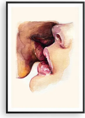 Produktbild von Gerahmtes Poster - Schwarzer Rahmen - Kuss Mund Paar - 70x100 cm - Wand Bild - Wanddeko - Wandbilder - Kunstposter - Wandposter - Bilderrahmen - Bilder - Kunstdruck - Wanddekoration - P2BPA70x100-5051
