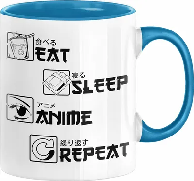 Produktbild von Eat Sleep Anime Repeat Tasse Geschenk Anime-Liebhaber Geschenkidee Geburtstag Kaffee-Becher (Blau)