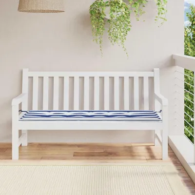 Imagen del producto de vidaXL Cojín para banco de jardín, azul y blanco a rayas, 150x50x4 cm, tejido Oxford