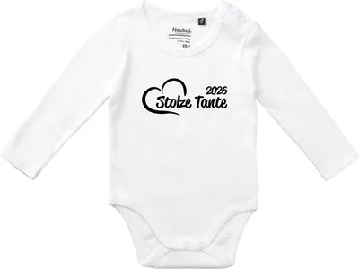 Produktbild von Huuraa Baby Body Stolze Tante 2026 Herz 80 White  Baumwolle Fairtrade Langarmbody Geschenkidee