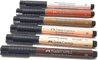 Image de FABER-CASTELL 167167 Stylo à encre de Chine PITT artist pen B mélange de couleurs Portrait 6 pièces