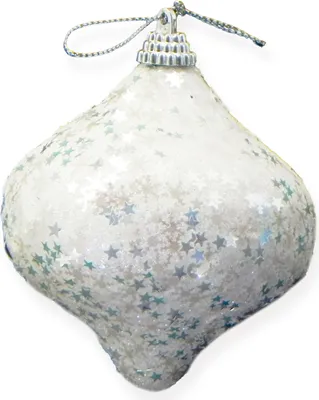 Obrázek produktu pro Baňka s glitery bílá 6 cm
