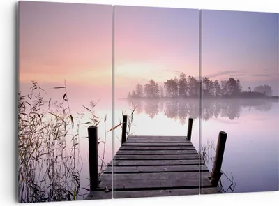 Produktbild von Bild auf Leinwand - Leinwandbild - Morgen Sonnenaufgang Nebel See - 165x110cm - Wand Bild - Wanddeko - Leinwanddruck - Bilder - Kunstdruck - Leinwand bilder - Wandkunst - CE165x110-2593