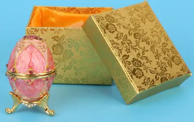 Image de Boîte à bijoux en forme d'œuf,Boîte à œufs de Pâques émaillée,Organiseur à bijoux