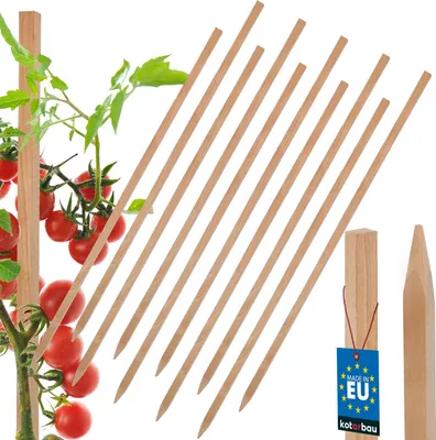 Produktbild von KOTARBAU® 10er Set Pflanzstäbe 50cm Tomaten & Gurken Rankhilfe Tomatenstäbe Holzpfähle Holzstäbe Pflanzenstütze Holzpfosten  aus Buchenholz Natürlich