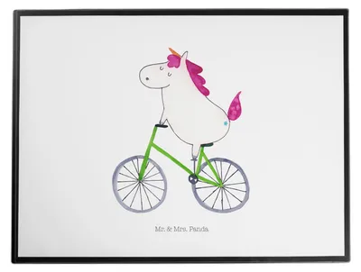 Produktbild von Mr. & Mrs. Panda Schreibunterlage Einhorn Radfahrer - Weiß - Geschenk, schreibtischunterlagen, Unicorn, Einhörner, schreibtischunterlage, bastelunterlage, Bike, tischpad
