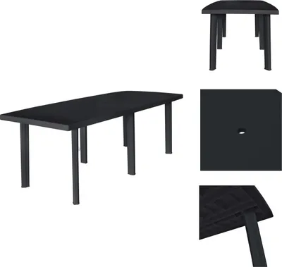 Produktbild von vidaXL Gartentisch Anthrazit 216 x 90 x 72 cm Kunststoff -  Gartentische