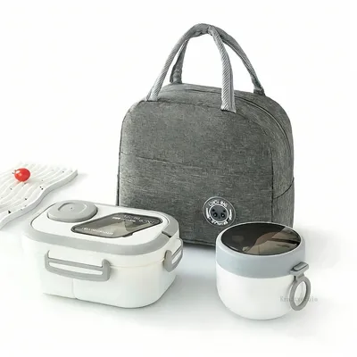 Productafbeelding van Minicee Lunchbox Set, 1200+600 ml, met koeltas en bestek, wit