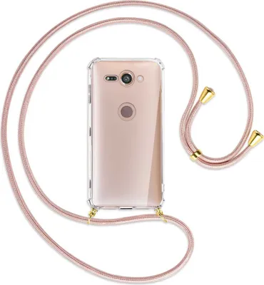 Produktbild von Handykette Backcover-Schutzhülle mit Band (Metall goldfarben) für Sony Xperia XZ2 Compact - roségold
