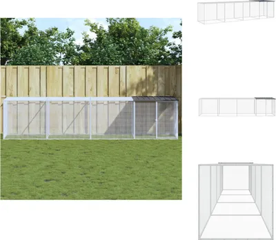 Produktbild von vidaXL Hühnerkäfig mit Dach Anthrazit 403x98x90 cm Verzinkter Stahl - Lebensräume & Gehege für Kleintiere