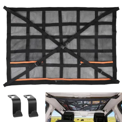 Produktbild von Autodach Aufbewahrungsnetz 90x65cm, doppellagig, universal für SUV & PKW, elastisch & reißfest, einfache Montage, für Camping & Auto Ordnung