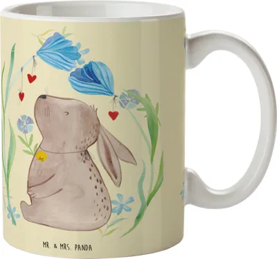 Produktbild von Mr. & Mrs. Panda Trinklernbecher Hase Blume - Blumig - Geschenk, Kinderbecher, Ostern, Kindergeburtstag, Geburtstag, Pott, Hoffnung, Kindertasse, Schwangerschaft, Geburt